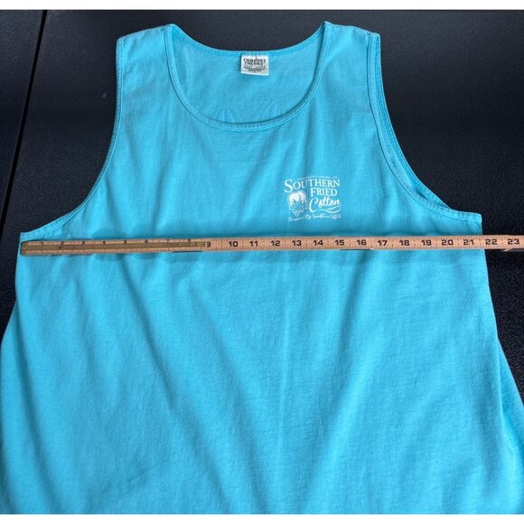 Southern Fried Cotton Tank Top Blue with Pink Lobster Men's L - Picture 6 of 7